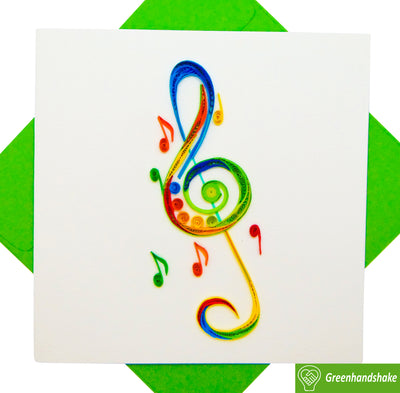 Treble clef notes, Quilling Greeting Card - Unique Dedicated Handmade Art. Design Greeting Card for all occasion by GREENHANDSHAKE