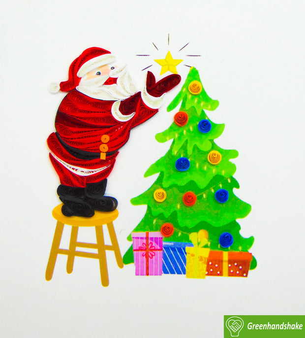 Download Santa Claus and Animals in a Christmas Tree Drawing PNG Online -  Creative Fabrica