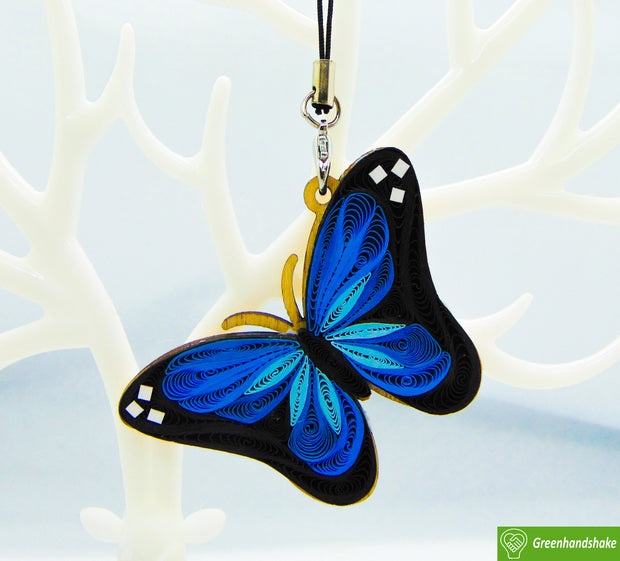 Ulysses Butterfly, Quilling Ornament, Home Decorations Holiday Decor, Handmade Ornament for Animal Lovers, Handbag Backpack Bag Purse Mobile