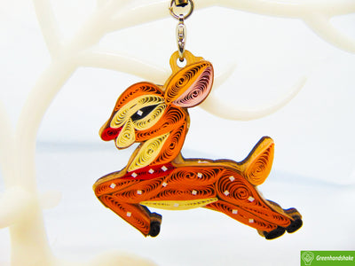 Cute Baby Deer, Quilling Ornament, Home Decorations Holiday Decor, Handmade Ornament for Animal Lovers, Handbag Backpack Bag Purse Mobile