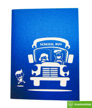 School Bus, Pop Up Card, 3D Popup Greeting Cards - Unique Dedicated Handmade/Heartmade Art. Design Greeting Card for all occasion