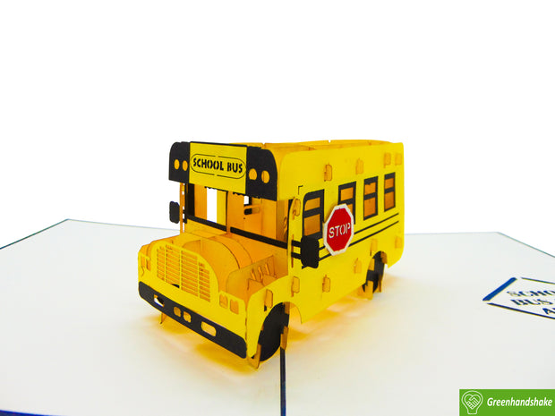 School Bus, Pop Up Card, 3D Popup Greeting Cards - Unique Dedicated Handmade/Heartmade Art. Design Greeting Card for all occasion