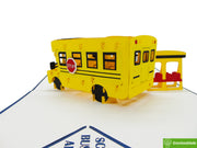 School Bus, Pop Up Card, 3D Popup Greeting Cards - Unique Dedicated Handmade/Heartmade Art. Design Greeting Card for all occasion