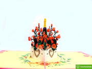 Cheers! Champagne and Flower Basket 3D Popup Greeting Cards - Unique Dedicated Handmade/Heartmade Art. Design Greeting Card for all occasion