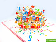 Happy Birthday, Pop Up Card, 3D Popup Greeting Cards - Unique Dedicated Handmade/Heartmade Art. Design Greeting Card for all occasion