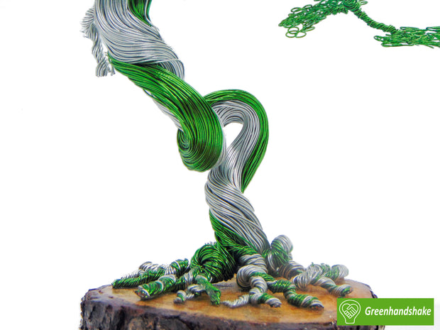 GREEN Bonsai Copper Wire Tree Sculpture, best gift, handcraft, brand new, home decor