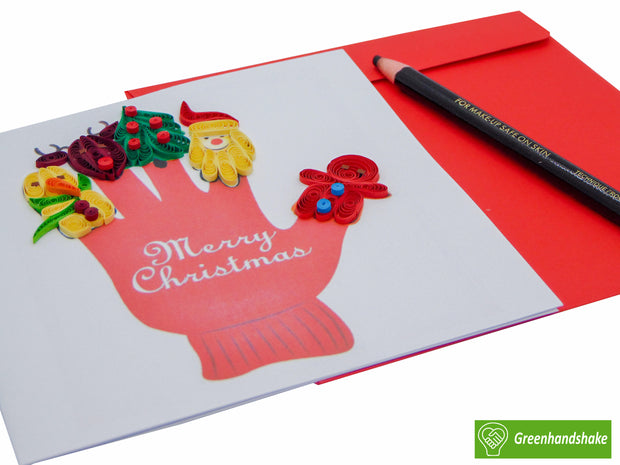 Christmas Quilling Greeting Card - Unique Dedicated Handmade/Heartmade Art. Design Greeting Card for all occasion