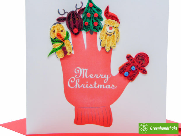 Christmas Quilling Greeting Card - Unique Dedicated Handmade/Heartmade Art. Design Greeting Card for all occasion