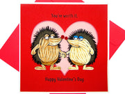 Hedgehogs in Love Quilling Card; Perfect Gift For Any Occasion; To Say Happy Valentines Day Card, Anniversary by GREENHANDSHAKE