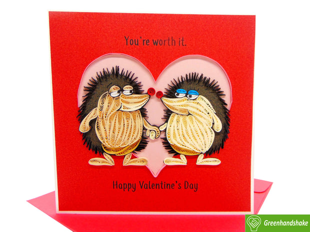 Hedgehogs in Love Quilling Card; Perfect Gift For Any Occasion; To Say Happy Valentines Day Card, Anniversary by GREENHANDSHAKE