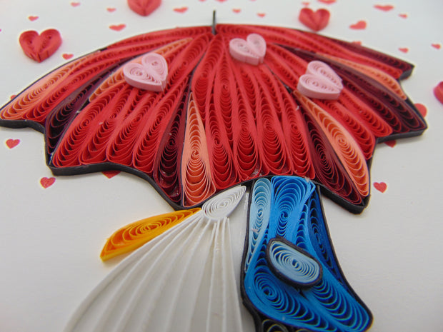 Dating Couple Red Umbrella Quilling Card; Perfect Gift For Any Occasion; To Say Happy Valentines Day Card, Anniversary by GREENHANDSHAKE