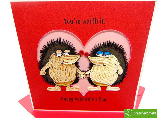 Hedgehogs in Love Quilling Card; Perfect Gift For Any Occasion; To Say Happy Valentines Day Card, Anniversary by GREENHANDSHAKE