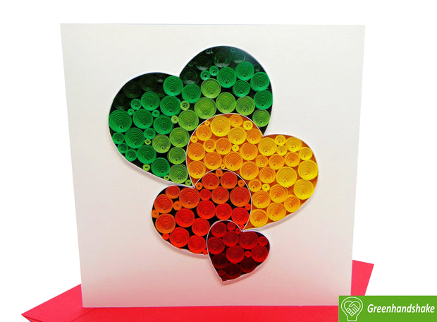 Art 4 hearts Quilling Card; Perfect Gift For Any Occasion; To Say Happy Valentines Day Card, Anniversary by GREENHANDSHAKE