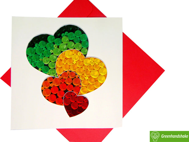 Art 4 hearts Quilling Card; Perfect Gift For Any Occasion; To Say Happy Valentines Day Card, Anniversary by GREENHANDSHAKE