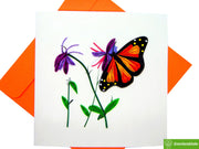 Butterfly on flowers Quilling Greeting Card - Unique Dedicated Handmade Art. Design Greeting Card for all occasion by GREENHANDSHAKE