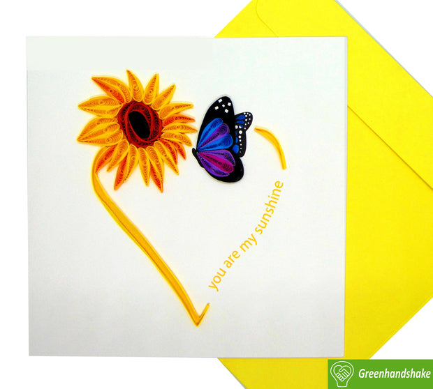 You are my sunshine, Quilling Greeting Card - Unique Dedicated Handmade Art. Design Greeting Card for all occasion by GREENHANDSHAKE