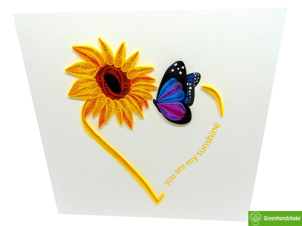 You are my sunshine, Quilling Greeting Card - Unique Dedicated Handmade Art. Design Greeting Card for all occasion by GREENHANDSHAKE