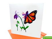 Butterfly on flowers Quilling Greeting Card - Unique Dedicated Handmade Art. Design Greeting Card for all occasion by GREENHANDSHAKE