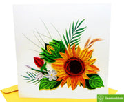 Sunflower bouquet Quilling Greeting Card - Unique Dedicated Handmade Art. Design Greeting Card for all occasion by GREENHANDSHAKE