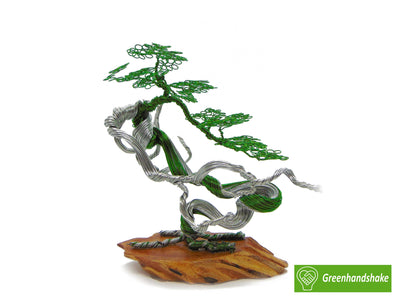 Mini GREEN Bonsai Copper Wire Tree Sculpture, best gift, handcraft, brand new, home decor