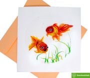 Goldfish couple, Quilling Greeting Card - Unique Dedicated Handmade Art. Design Greeting Card for all occasion by GREENHANDSHAKE