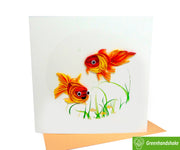 Goldfish couple, Quilling Greeting Card - Unique Dedicated Handmade Art. Design Greeting Card for all occasion by GREENHANDSHAKE