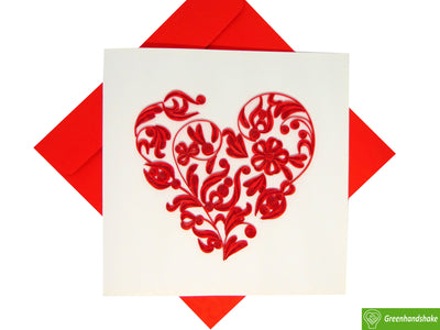 Artistic Heart, Quilling Greeting Card - Unique Dedicated Handmade/Heartmade Art. Design Greeting Card for all occasion by GREENHANDSHAKE