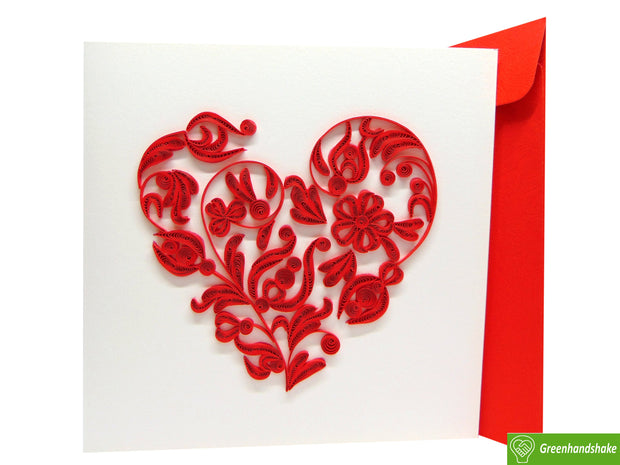 Artistic Heart, Quilling Greeting Card - Unique Dedicated Handmade/Heartmade Art. Design Greeting Card for all occasion by GREENHANDSHAKE