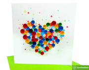 Colorful Heart, Quilling Greeting Card - Unique Dedicated Handmade/Heartmade Art. Design Greeting Card for all occasion by GREENHANDSHAKE