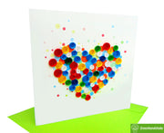 Colorful Heart, Quilling Greeting Card - Unique Dedicated Handmade/Heartmade Art. Design Greeting Card for all occasion by GREENHANDSHAKE