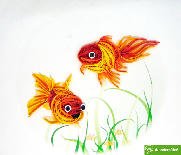 Goldfish couple, Quilling Greeting Card - Unique Dedicated Handmade Art. Design Greeting Card for all occasion by GREENHANDSHAKE