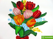 Tulip Bouquet Quilling Greeting Card - Unique Dedicated Handmade/Heartmade Art. Design Greeting Card for all occasion by GREENHANDSHAKE