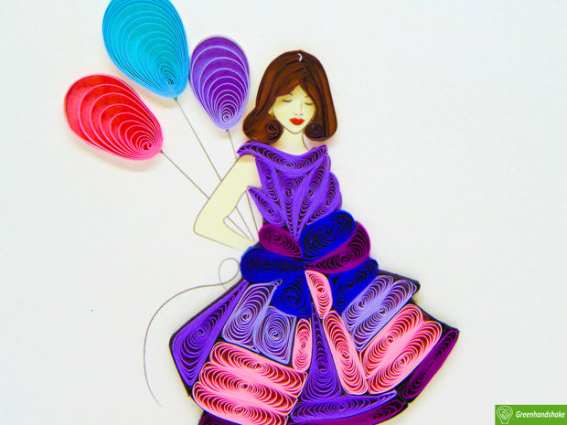 Birthday Girl Quilling Greeting Card - Unique Dedicated Handmade Art. Design Greeting Card for all occasion by GREENHANDSHAKE